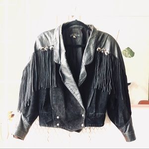 Vintage fringe leather & suede jacket! M